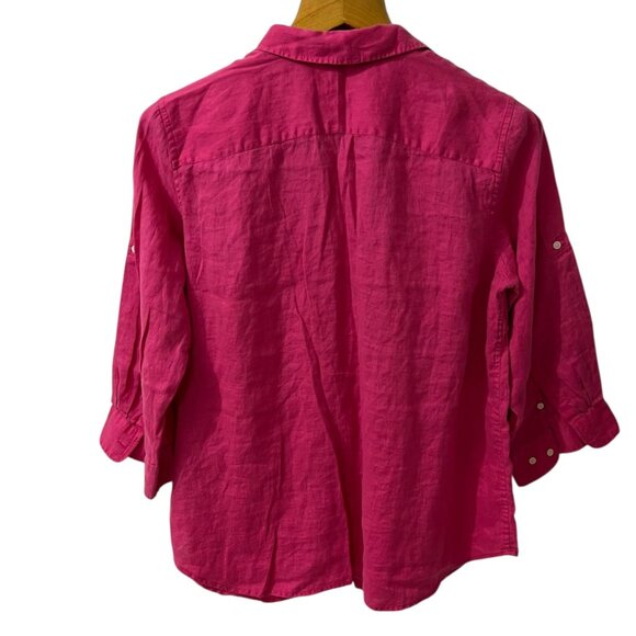 Ralph Lauren Women's Pink Linen Button Front Pop‎ Over Shirt Size 1X - Picture 8 of 8
